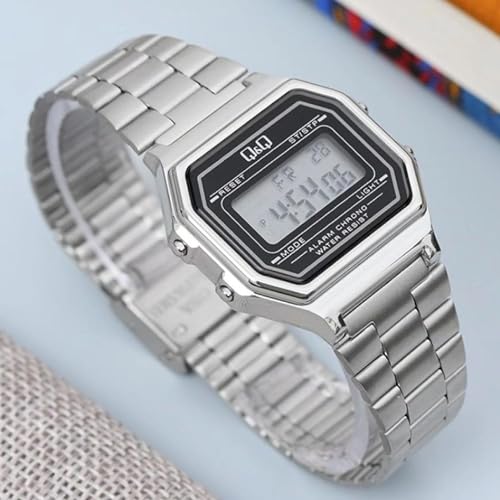 Q&Q Vintage Watch Retro Digital Stainless Steel Unisex Watch Silver Metal Strap - G17A-001JY - Image 3