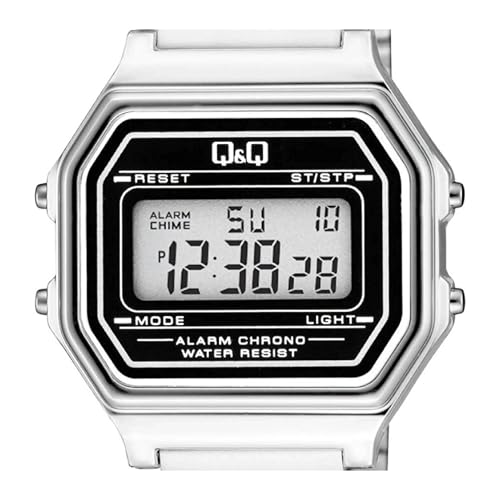 Q&Q Vintage Watch Retro Digital Stainless Steel Unisex Watch Silver Metal Strap - G17A-001JY - Image 2