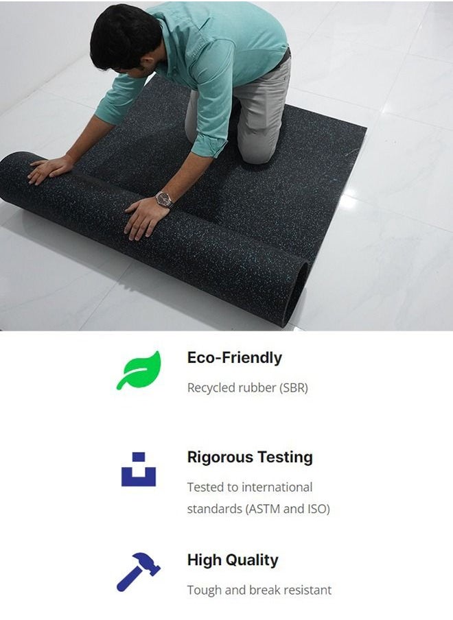 Generic - SAI Rubber mat roll 8mm thickness 10mx1.2m size suitable for  gym flooring underlayment reduce noise and vibration - Image 1