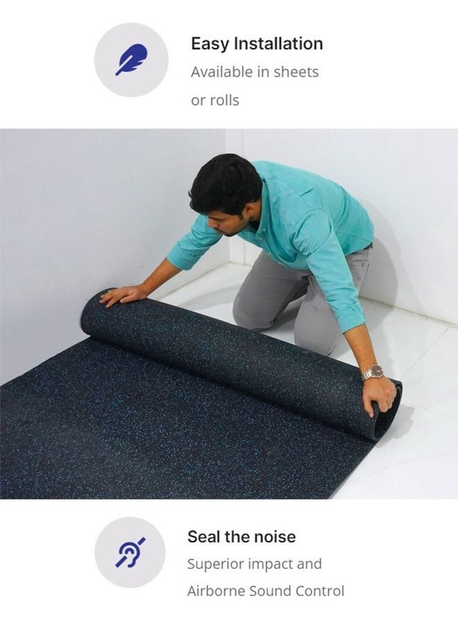 Generic - SAI Rubber mat roll 8mm thickness 10mx1.2m size suitable for  gym flooring underlayment reduce noise and vibration - Image 1