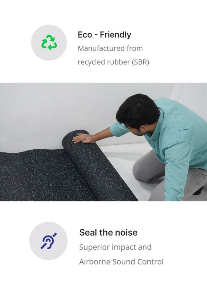 Generic - SAI Rubber mat roll 8mm thickness 10mx1.2m size suitable for  gym flooring underlayment reduce noise and vibration - Image 1