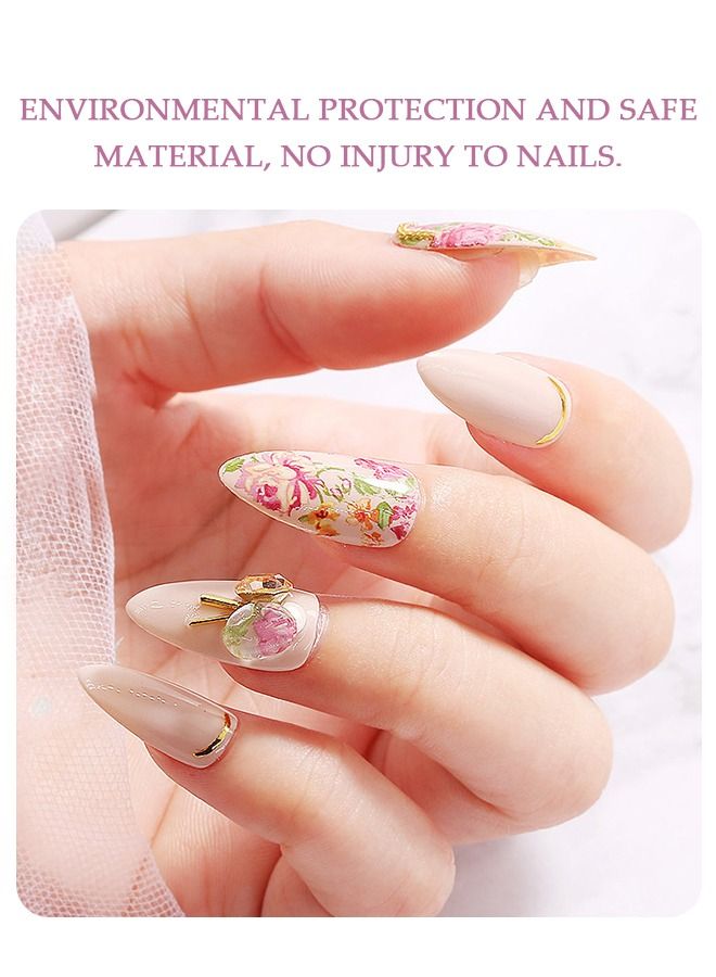 10 Sheet Flowers Nail Art Foil Transfer Water Stickers, Translucency Watermark Flower Transfer Nail Adhesive Stickers, Rose Sunflower Daisy Design Manicure DIY Decoration - Image 3