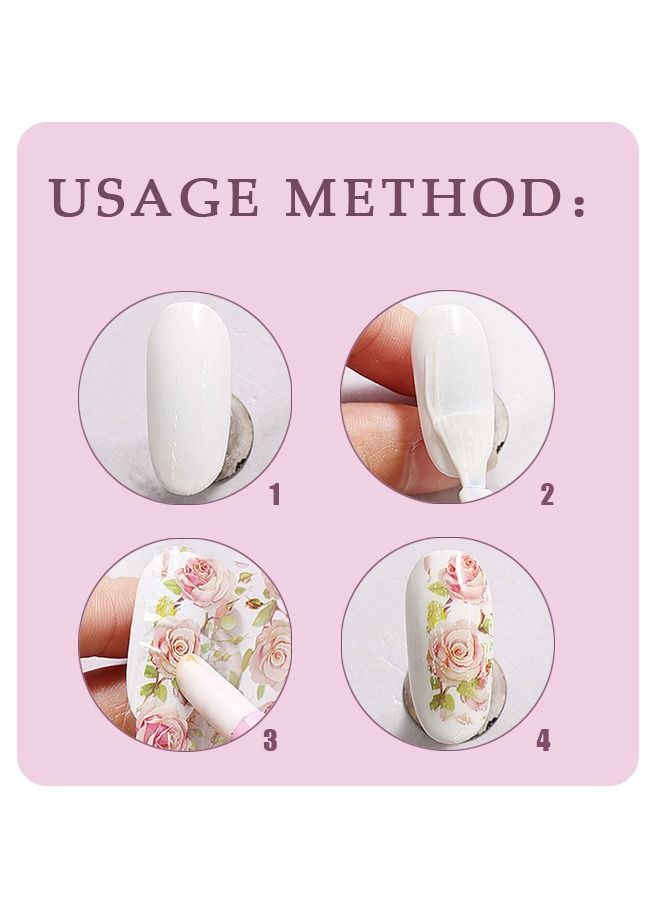 10 Sheet Flowers Nail Art Foil Transfer Water Stickers, Translucency Watermark Flower Transfer Nail Adhesive Stickers, Rose Sunflower Daisy Design Manicure DIY Decoration - Image 5