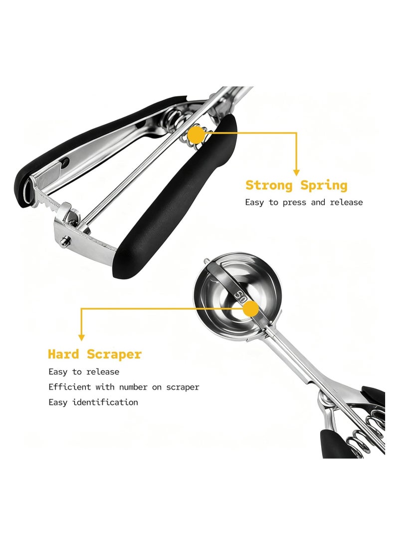 general Baking Cookie Scoop 3-Piece Set, Includes 1-Tbsp/2-Tbsp/3-Tbsp, 18/8 Stainless Steel Baking Cookie Scoop, Non-Slip Handle, Ice Cream Scoop with Trigger Release - Image 3