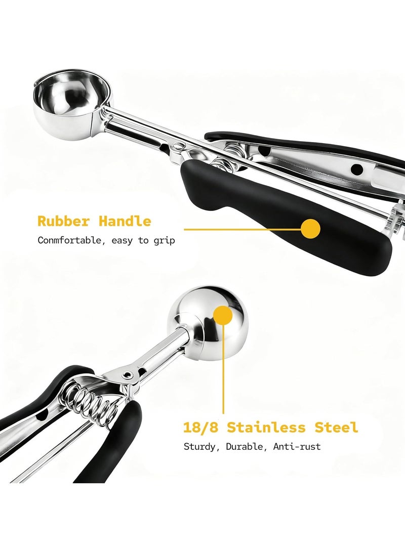 general Baking Cookie Scoop 3-Piece Set, Includes 1-Tbsp/2-Tbsp/3-Tbsp, 18/8 Stainless Steel Baking Cookie Scoop, Non-Slip Handle, Ice Cream Scoop with Trigger Release - Image 4