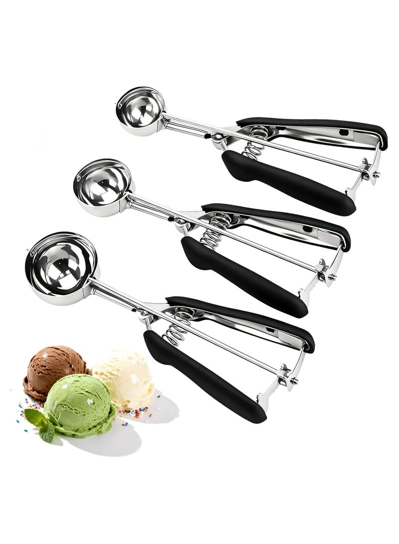 general Baking Cookie Scoop 3-Piece Set, Includes 1-Tbsp/2-Tbsp/3-Tbsp, 18/8 Stainless Steel Baking Cookie Scoop, Non-Slip Handle, Ice Cream Scoop with Trigger Release - Image 1