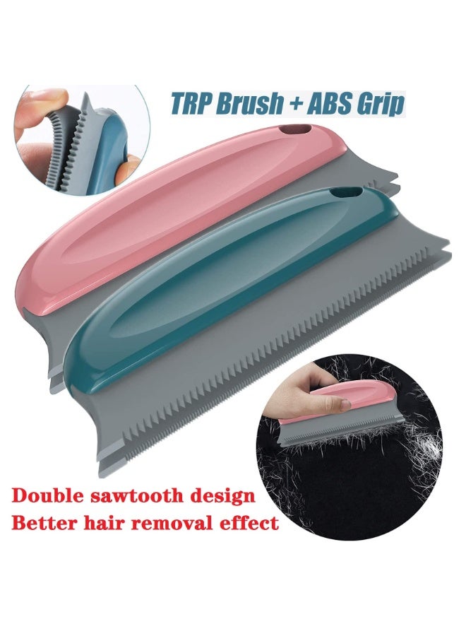 general 2pcs Pet Hair Remover Brush Pet Hair Detailer With Comfortable Handle, Efficient Dog and Cat Hair Remover for Car Furniture Carpet Clothes Bed Sofa Blinds Chairs Blue+Red - Image 2