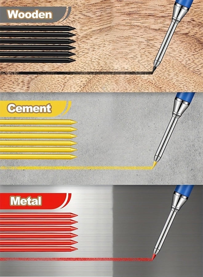 Generic 5pcs/Set, New 2.8mm Woodworking Pencil Set, Deep Hole Woodworking Marker Pen With Built-In Pencil Case, Woodworking  - Image 4