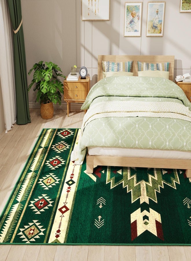 B BENRON Western Rugs for Living Room, Non Slip Rustic Rug for Bedroom Dining Table Kitchen, Washable Aesthetic Area Rugs for Home Decor, 5ft x 7ft, Green - Image 4