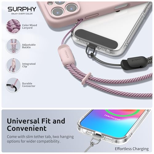 SURPHY 3 Pack Phone Wrist Strap with CellPhone Tether Tab Cellphone Lanyard Anti Theft Phone Strap with 2Color Braided Wrist Lanyard for Women and Men Black Pink Gray - Image 3
