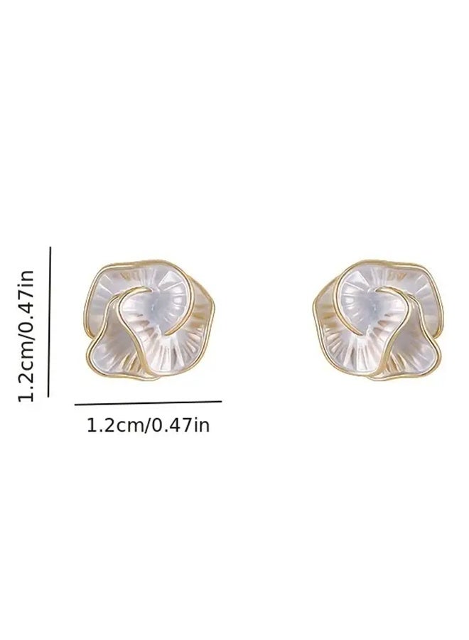 Ready For Chai Pair of Elegant Black & Golden Camellia Flower Stud Earrings - Chic Minimalist Design with Enamel Finish, Stainless Steel Posts, Ideal for Weddings, Balls, Music Festivals, and Everyday Glamour, Cute Earrings - Image 2