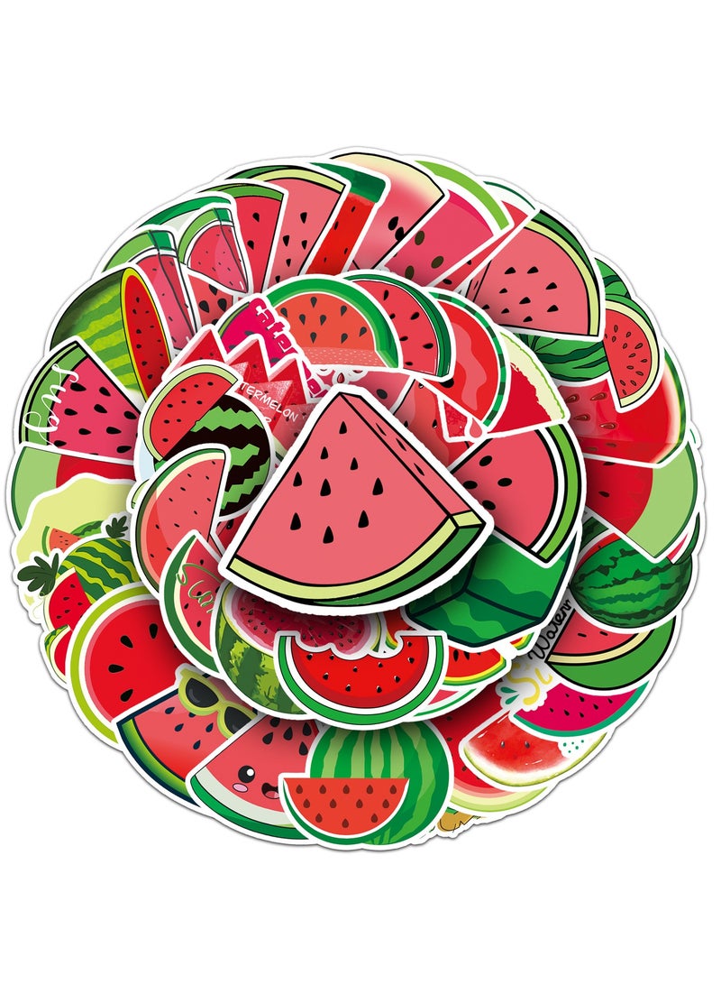 Generic 50 pieces of watermelon fruit cartoon suitcase stickers waterproof graffiti stickers scooters computers tablet water cup decoration handbook stickers suitable for children, teenagers and adults - Image 1