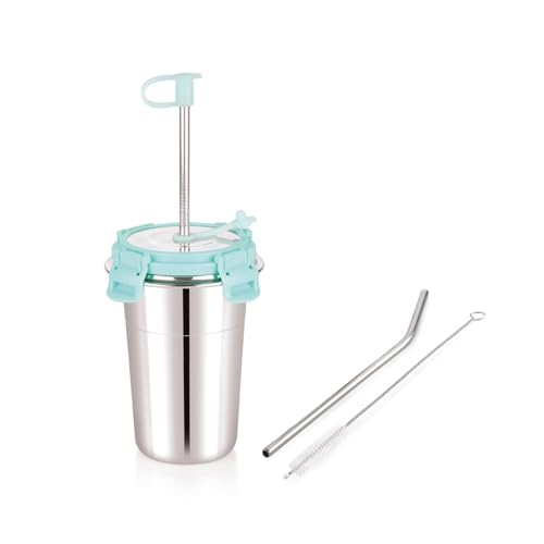 Sorriso 400 ML Stainless Steel Tumbler with Straw & BPA-Free Lid – Leak-Proof, Food Grade Cap, Steel Straw with Cleaning Brush | Tumbler Bottle for Coffee, Tea, Juice | Office, Travel, Gym, Green - Image 1