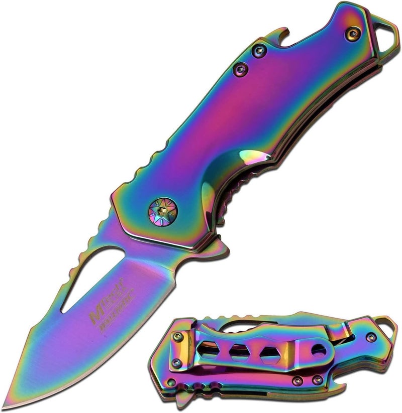 MTECH USA – Pocket Folding Knife – Fine Edge Steel Blade, Aluminum/Nylon Fiber Handle, Bottle Opener and Pocket Clip, Tactical, EDC, Self Defense- MT-A882 - Image 1