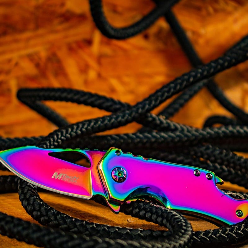 MTECH USA – Pocket Folding Knife – Fine Edge Steel Blade, Aluminum/Nylon Fiber Handle, Bottle Opener and Pocket Clip, Tactical, EDC, Self Defense- MT-A882 - Image 2