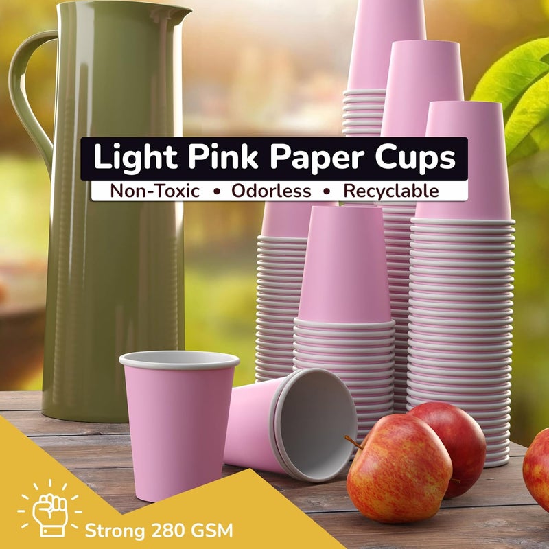 Party Solids Pink Paper Cups 12 oz Durable Disposable Cups 100 Paper Tumblers for Hot Drinks and Cold Drinks Thick 280 GSM Hot Cup for Tea & Coffee Cup To Go Fun Colors for Parties & Events - Image 5