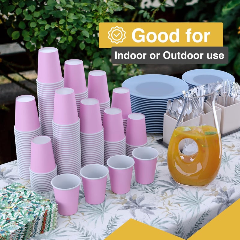 Party Solids Pink Paper Cups 12 oz Durable Disposable Cups 100 Paper Tumblers for Hot Drinks and Cold Drinks Thick 280 GSM Hot Cup for Tea & Coffee Cup To Go Fun Colors for Parties & Events - Image 2
