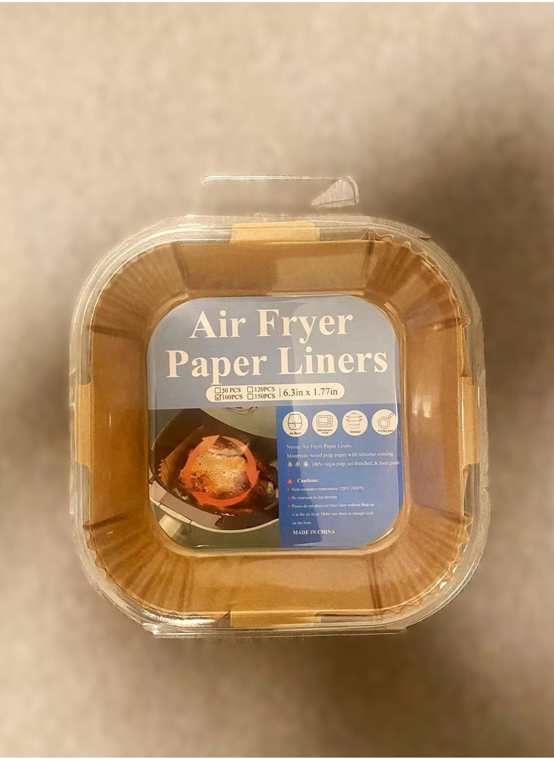 Beauenty 100 PCS Air Fryer Disposable Paper Liner, Air Fryer Liners Square, Baking Paper for Air Fryer Waterproof, Parchment Paper for Baking Roasting Microwave, 6.3 inch/16cm, Square  - Image 2