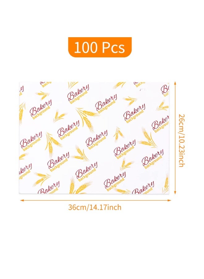 Peachjoy 100 Sheets Greaseproof Baking Wrapping Paper With Wheat Ears Pattern - Food Basket Liners, Deli Paper for Breads, French Fries, Sandwiches, Pizza, Burgers, Hot Dogs - Image 3