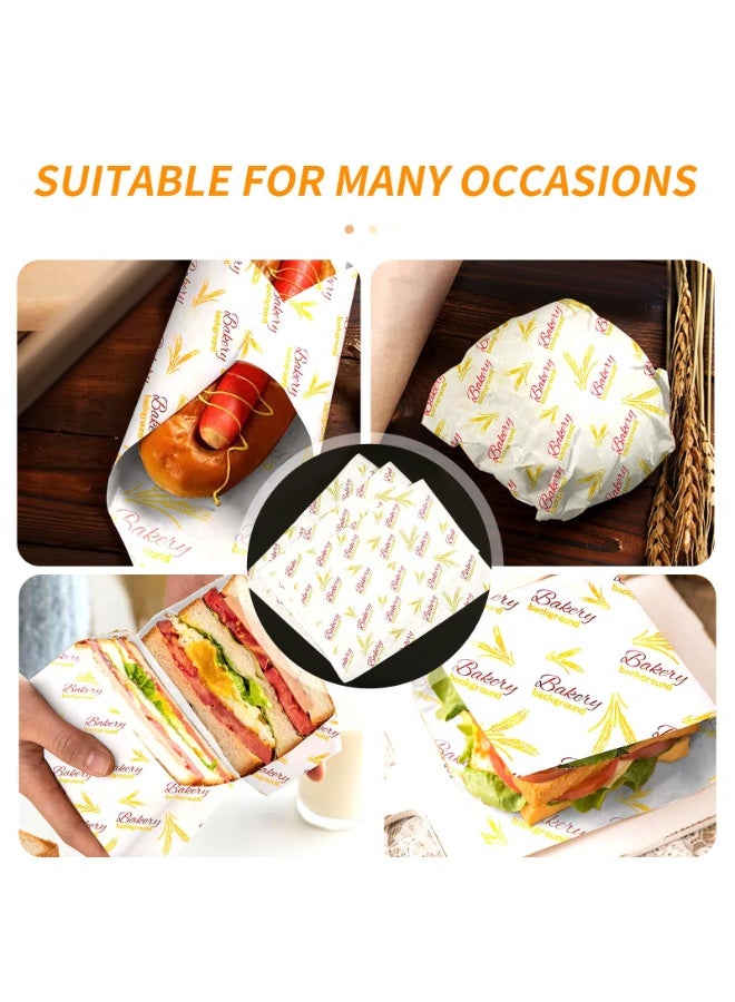 Peachjoy 100 Sheets Greaseproof Baking Wrapping Paper With Wheat Ears Pattern - Food Basket Liners, Deli Paper for Breads, French Fries, Sandwiches, Pizza, Burgers, Hot Dogs - Image 4