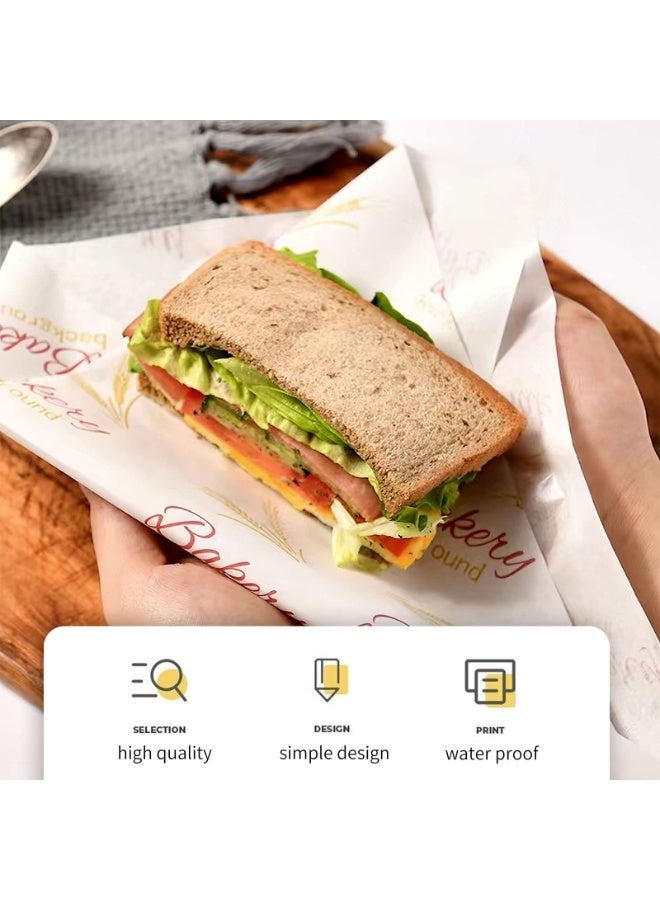 Peachjoy 100 Sheets Greaseproof Baking Wrapping Paper With Wheat Ears Pattern - Food Basket Liners, Deli Paper for Breads, French Fries, Sandwiches, Pizza, Burgers, Hot Dogs - Image 5