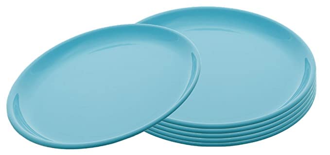 Everbuy Plastic Microwave Safe Unbreakable Round Full Plates Blue Set Of 3 - Image 5