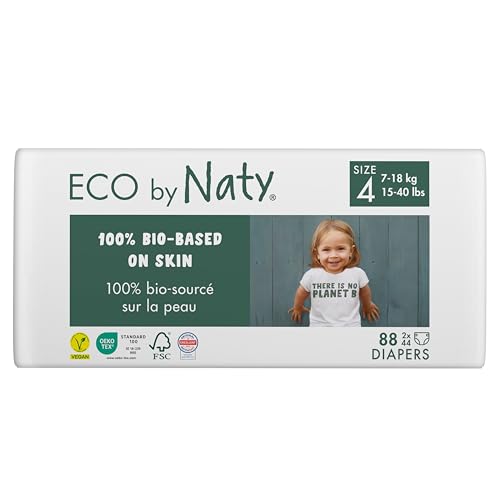 Naty Eco by Naty Baby Diapers - Plant-Based Eco-Friendly Diapers, Great for Baby Sensitive Skin and Helps Prevent Leaking (Size 4, 88 Count) - Image 1
