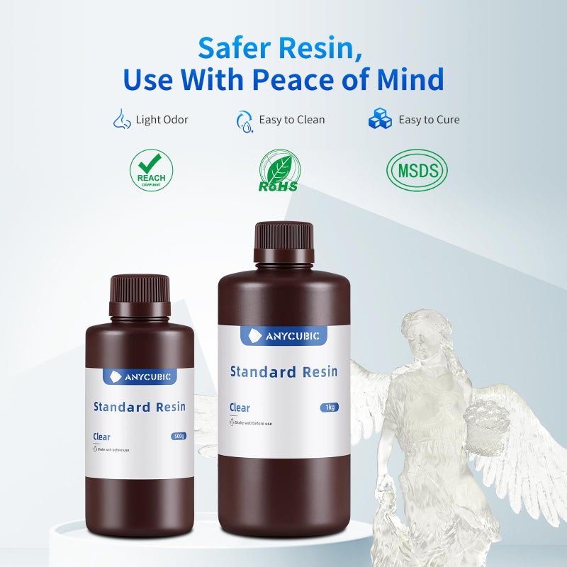 ANYCUBIC 3D Printer Resin, 405nm SLA UV-Curing Resin with High Precision and Quick Curing & Excellent Fluidity for LCD 3D Printing (Clear, 1kg) - Image 4