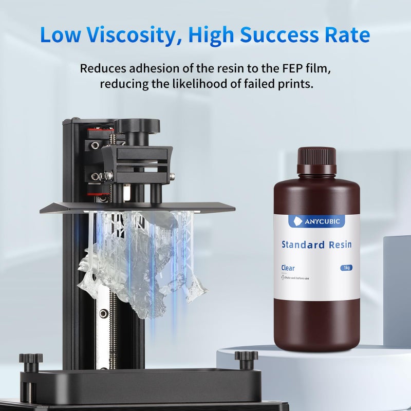 ANYCUBIC 3D Printer Resin, 405nm SLA UV-Curing Resin with High Precision and Quick Curing & Excellent Fluidity for LCD 3D Printing (Clear, 1kg) - Image 3