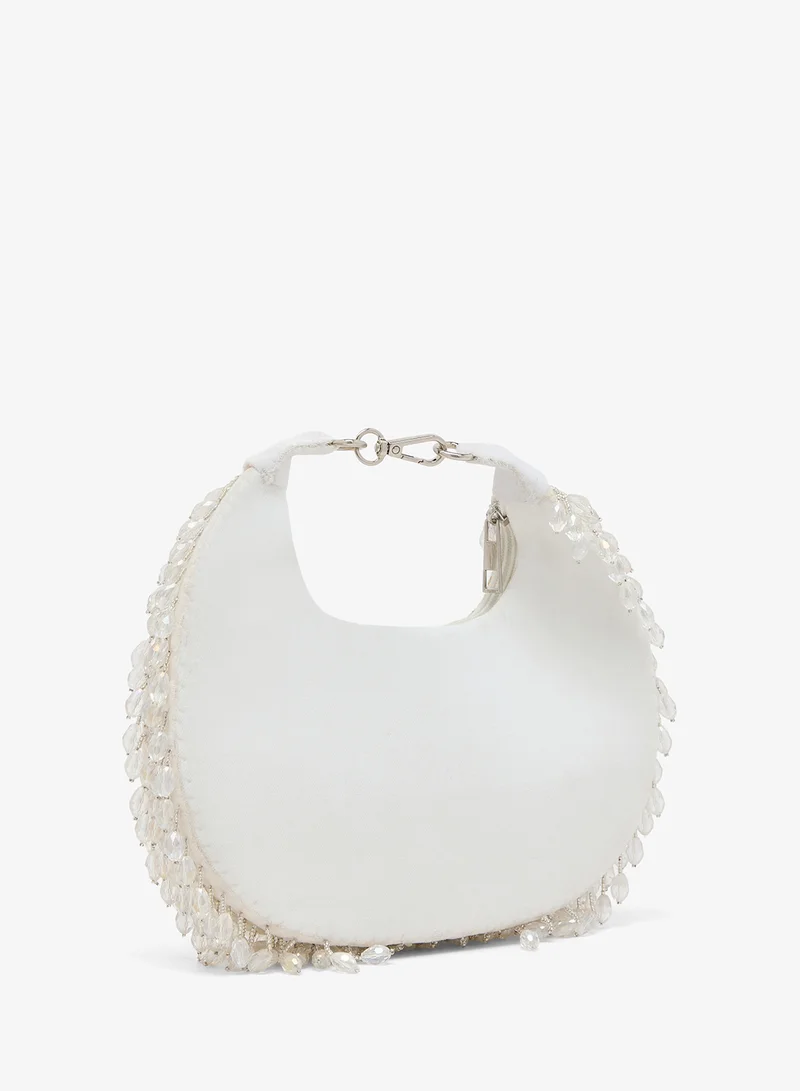 Namshi X White Embroidered Beaded Clutch for Women | Best Price UAE