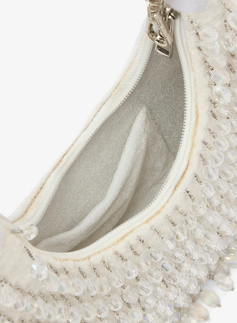 Namshi X White Embroidered Beaded Clutch for Women | Best Price UAE