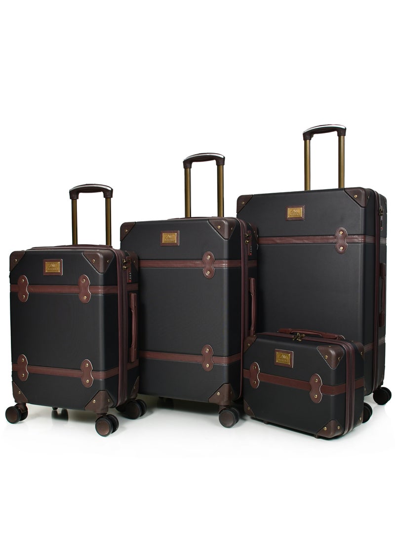 مورانو حقائب سفر كلاسيكية مورانو 4 قطع بعجلات دوارة وقفل أمان مقاسات : 28''-24''-20''-14 أنش لون (أسود) - Image 1