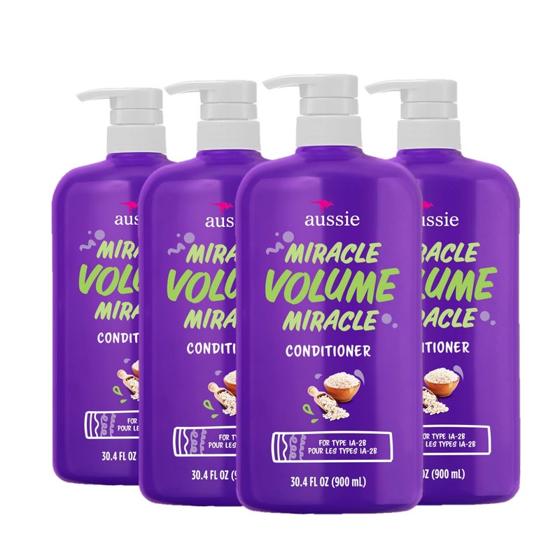Aussie Miracle Volume Conditioner, Paraben-Free, Volumizing, 30.4 oz, 4-pack - Image 1