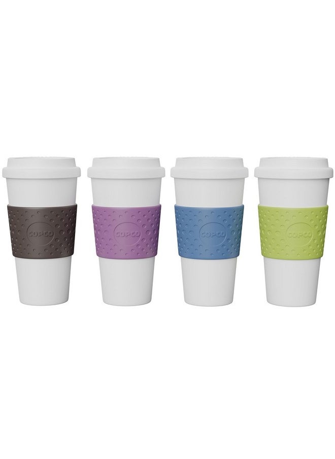 Copco - Copco Acadia Travel Mug (4-Pack), 16oz Insulated Coffee Mug with Double-Walled Plastic, Leak-Proof Lid - Microwave & Dishwasher Safe, Non-Slip Sleeve, Hot & Cold Drinks - Light Colors - Image 1