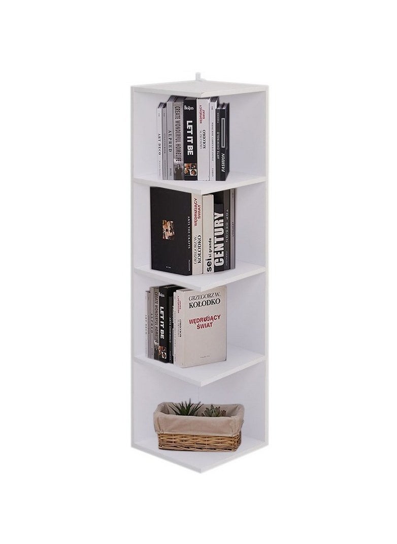 Home Gallery home gallery Corner Square Bookcase Storage Book Shelf Unit Bookshelf Display - White / 119cm  - Image 2