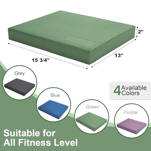 StrongTek Professional Foam Exercise Balance Pad - 15.8" x 13" x 2", High-Density TPE Foam Knee Pad, Non-Slip & Water-Resistant, for Balance Training, Physical Therapy, Yoga, and More (Green) - Image 2