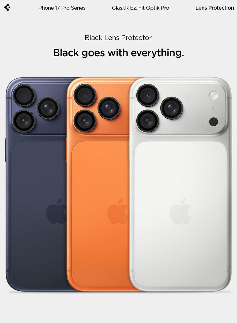 Spigen Glastr Ez Fit Optik Pro for iPhone 17 Pro MAX / 17 Pro / 16 Pro MAX / 16 Pro / 15 Pro Max / 15 Pro Camera Lens Protector (2 Pack) - Black - Image 3