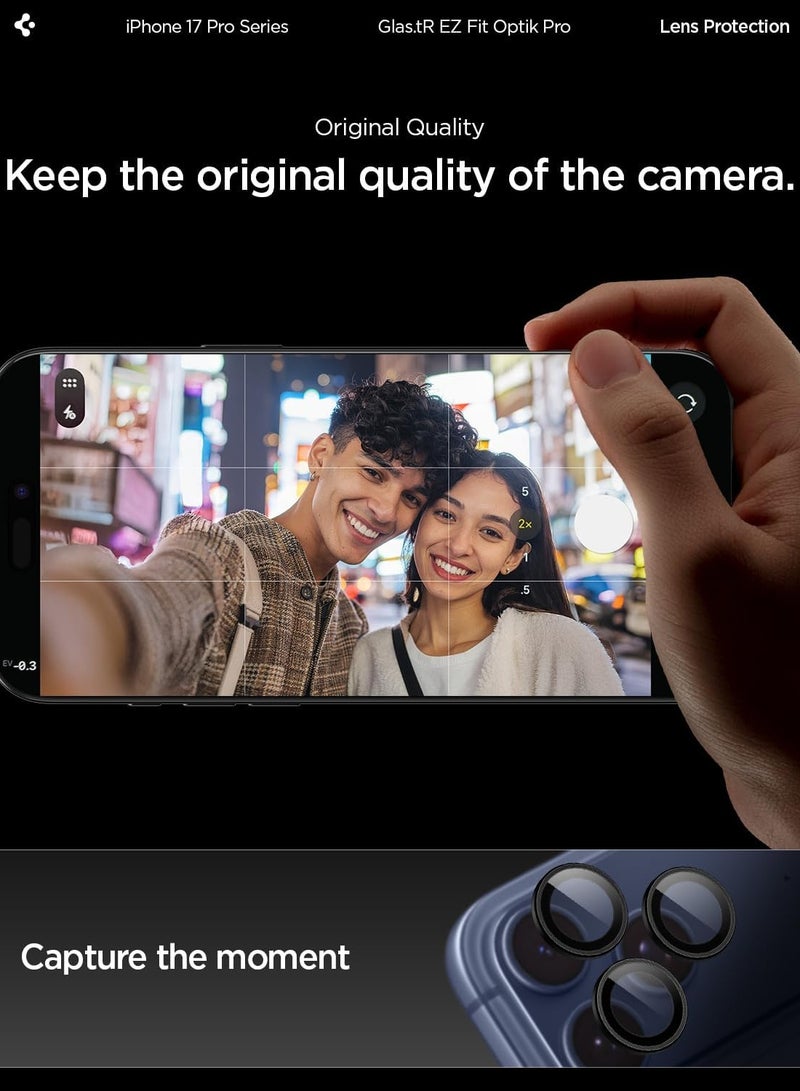 Spigen Glastr Ez Fit Optik Pro for iPhone 17 Pro MAX / 17 Pro / 16 Pro MAX / 16 Pro / 15 Pro Max / 15 Pro Camera Lens Protector (2 Pack) - Black - Image 4