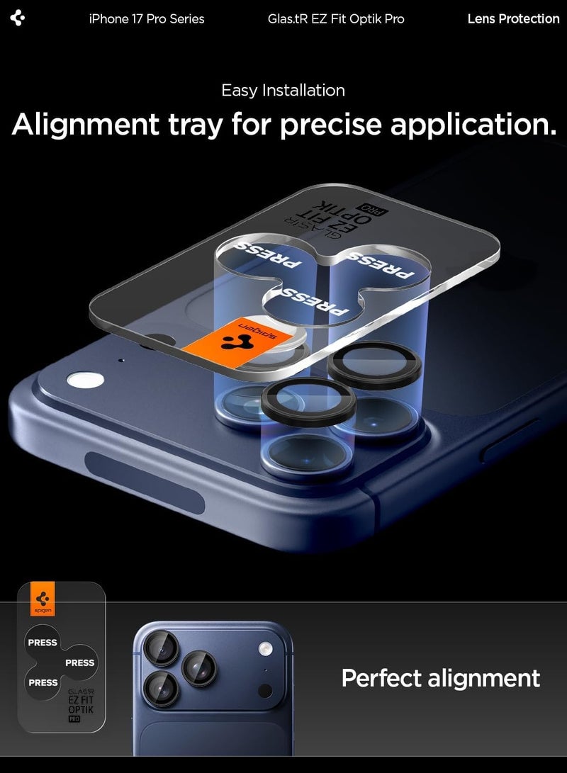 Spigen Glastr Ez Fit Optik Pro for iPhone 17 Pro MAX / 17 Pro / 16 Pro MAX / 16 Pro / 15 Pro Max / 15 Pro Camera Lens Protector (2 Pack) - Black - Image 5