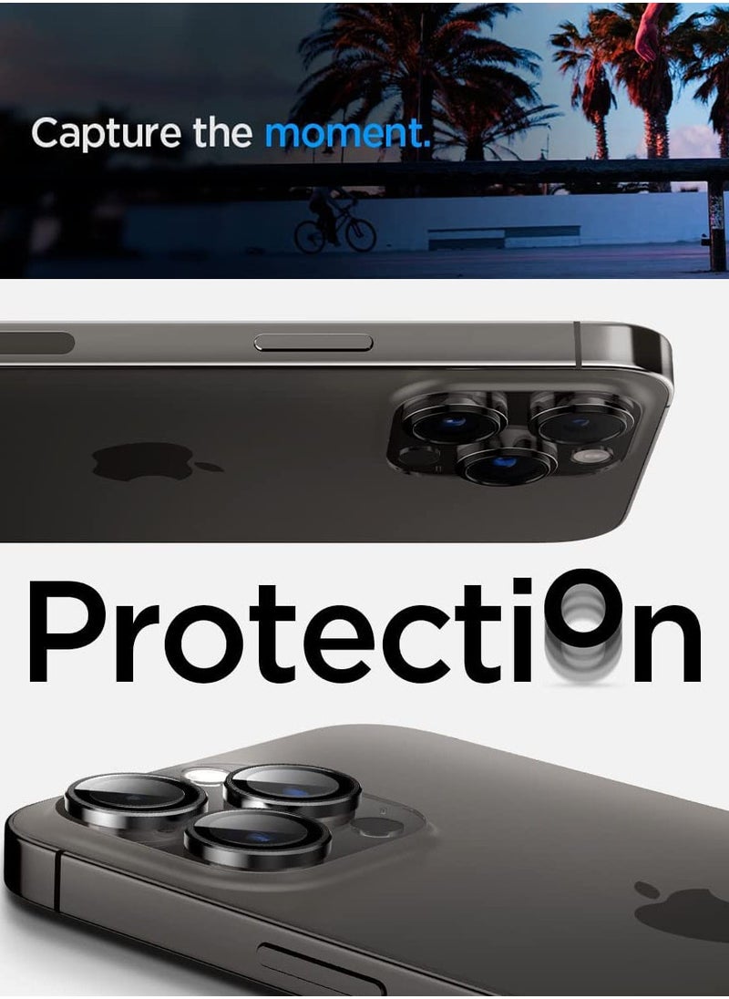 Spigen - Glastr Ez Fit Optik Pro for iPhone 16 Pro Max/ iPhone 16 Pro | iPhone15 Pro Max and iPhone 15 Pro/ iPhone 14 Pro Max/ iPhone 14 Pro Camera Lens Protector (2 Pack) - Black - Image 1