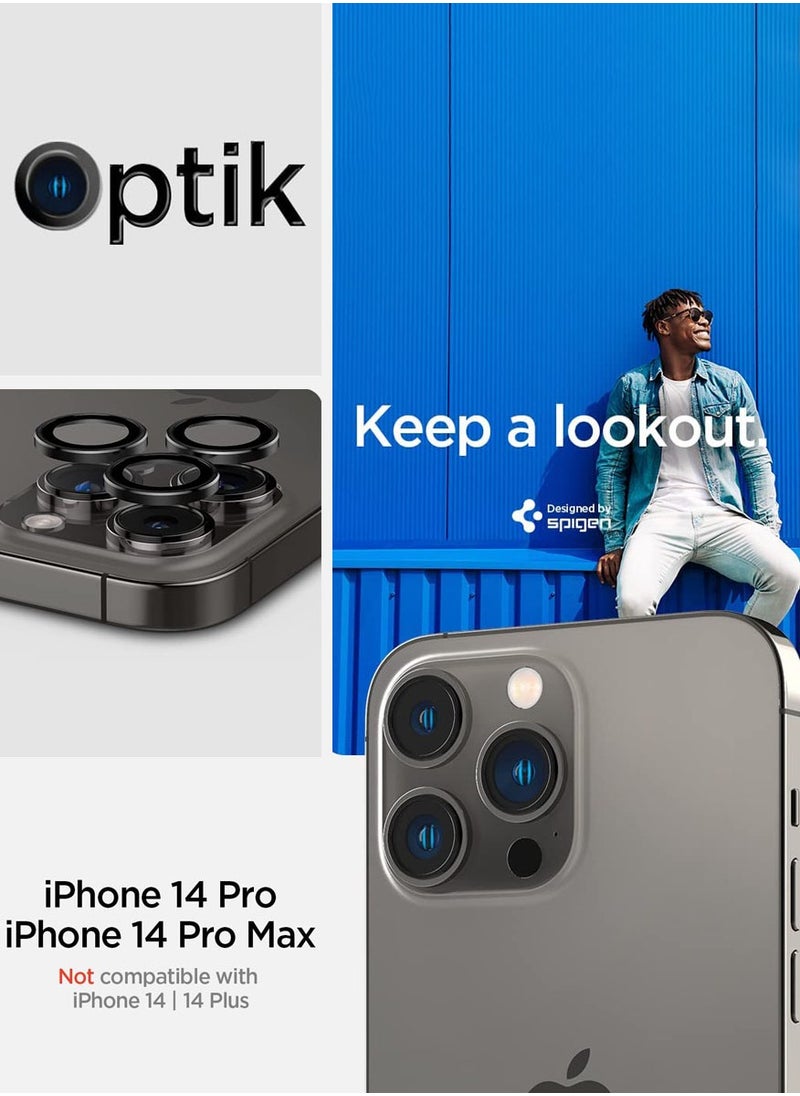 Spigen - Glastr Ez Fit Optik Pro for iPhone 16 Pro Max/ iPhone 16 Pro | iPhone15 Pro Max and iPhone 15 Pro/ iPhone 14 Pro Max/ iPhone 14 Pro Camera Lens Protector (2 Pack) - Black - Image 1