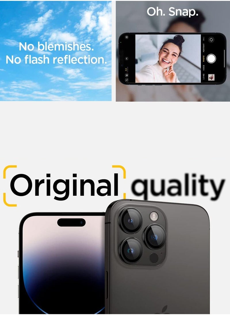 Spigen - Glastr Ez Fit Optik Pro for iPhone 16 Pro Max/ iPhone 16 Pro | iPhone15 Pro Max and iPhone 15 Pro/ iPhone 14 Pro Max/ iPhone 14 Pro Camera Lens Protector (2 Pack) - Black - Image 1