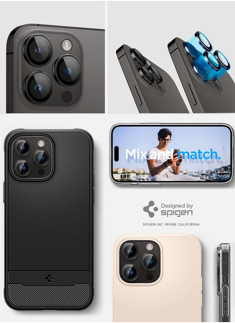 Spigen - Glastr Ez Fit Optik Pro for iPhone 16 Pro Max/ iPhone 16 Pro | iPhone15 Pro Max and iPhone 15 Pro/ iPhone 14 Pro Max/ iPhone 14 Pro Camera Lens Protector (2 Pack) - Black - Image 1