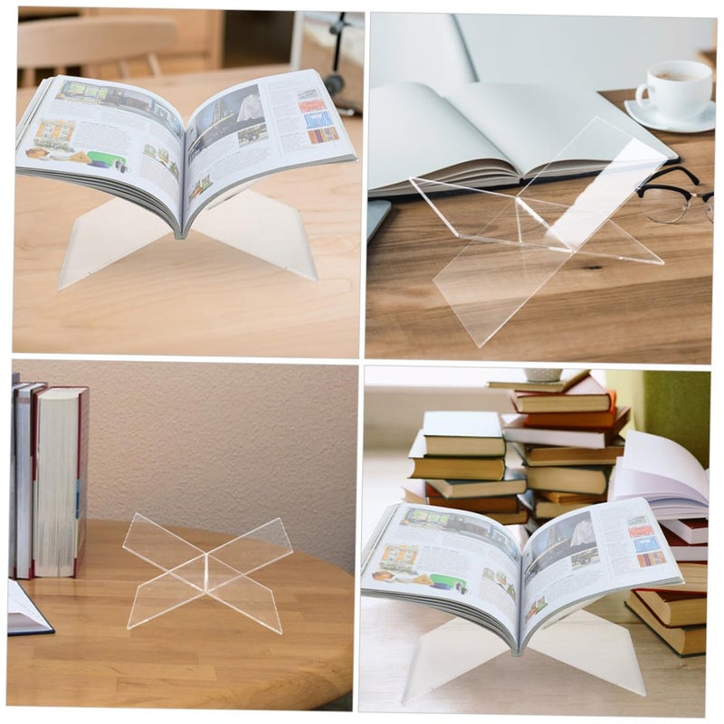 حامل كتاب شفاف من الأكريليك على شكل X للكتب المدرسية والمجلات والكتب المقدسة وكتب الوصفات - Image 4