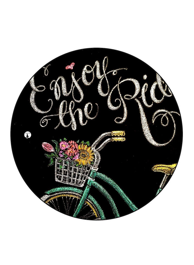English Phrases Printed Mouse Pad  Round  Multicolour