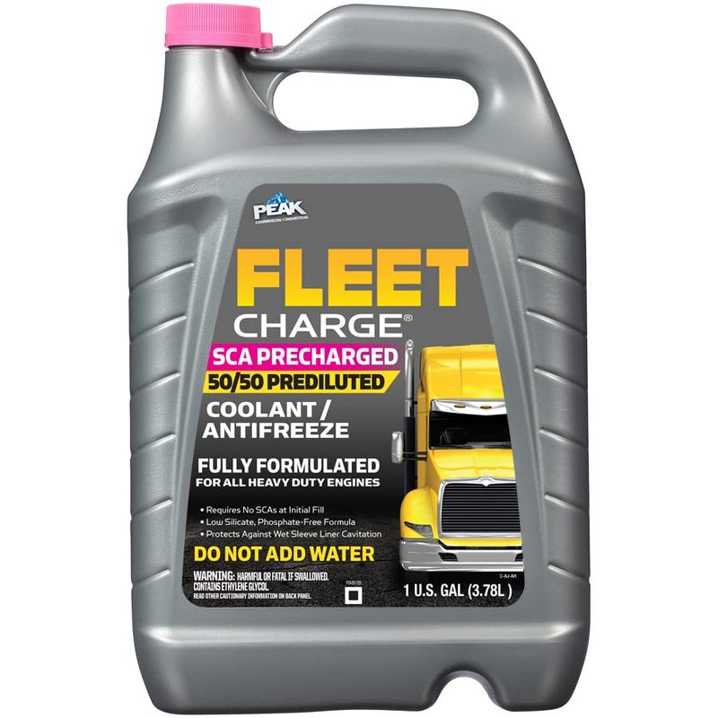 PEAK Fleet Charge SCA Precharged 5050 Prediluted Antifreeze and Coolant for All Heavy Duty Engine Cooling Systems 1 Gal - Image 1