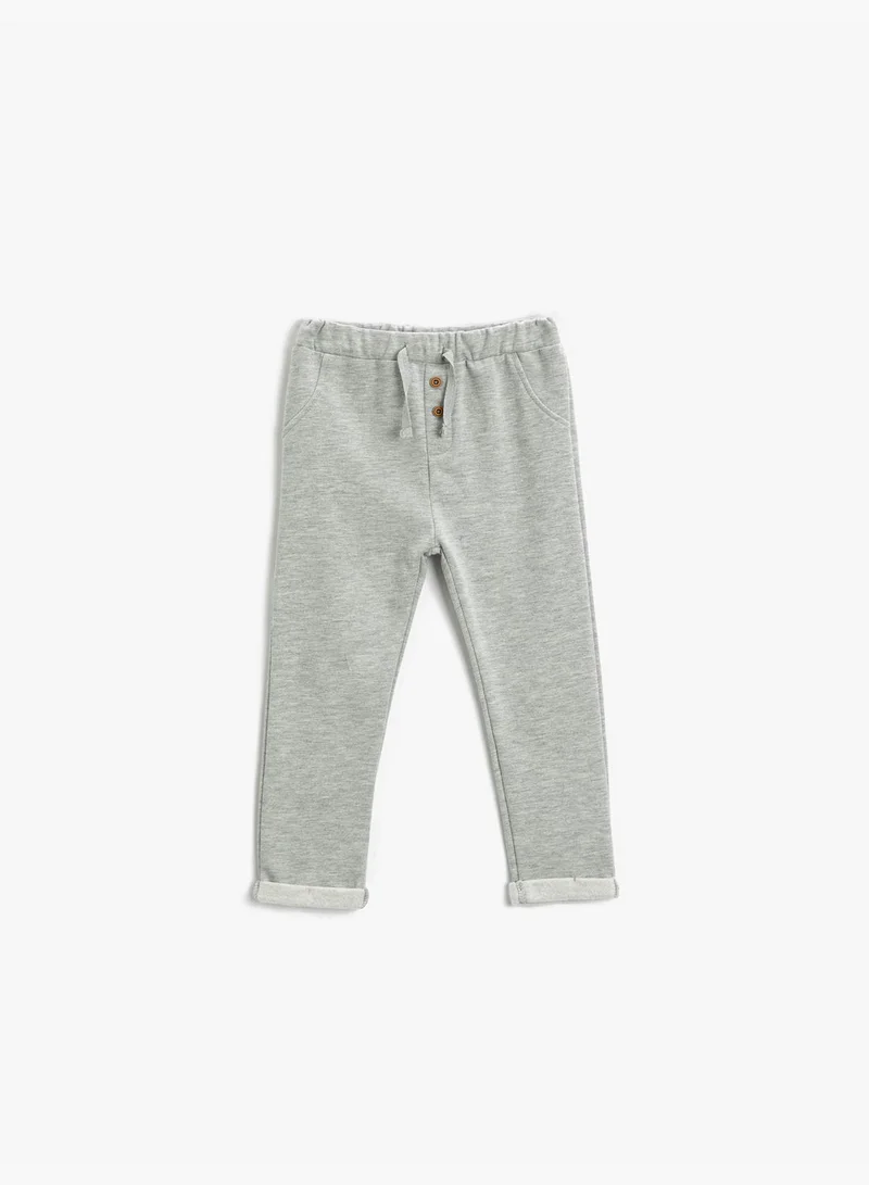 KOTON Basic Sweatpants Pockets Button Detail Elastic Waistband