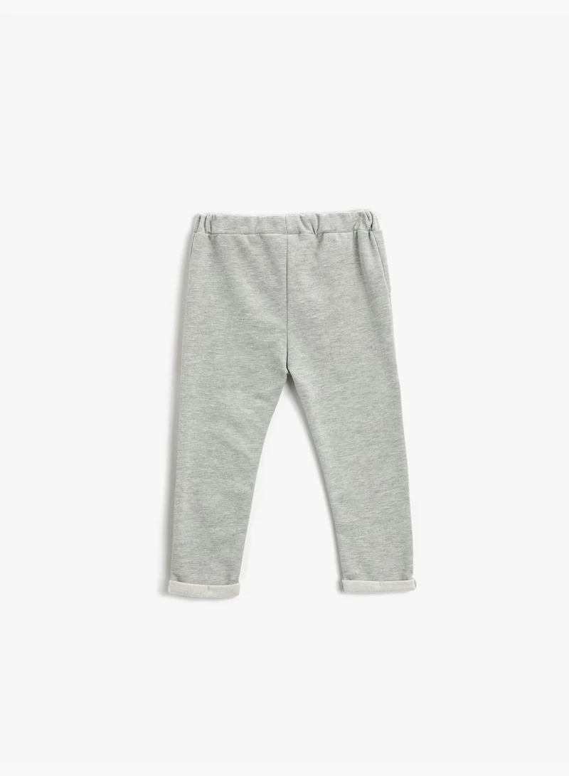 KOTON Basic Sweatpants Pockets Button Detail Elastic Waistband