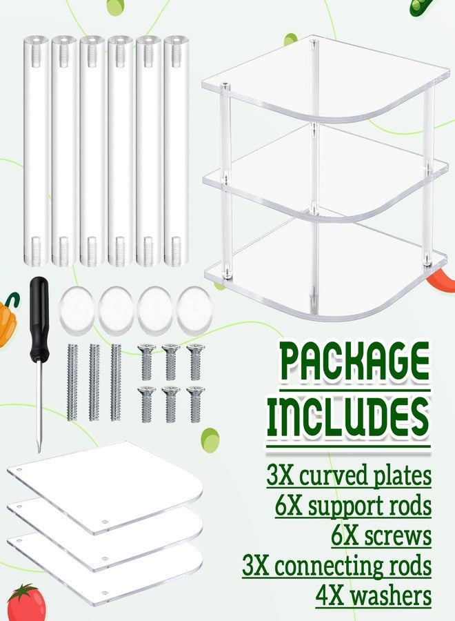 Vicenpal 3-Tier Plate Organizer for Cabinet, Clear Acrylic Corner Shelf for Dishes Bowls, Corner Rack for Kitchen Counter, Bathroom Storage, 10" D x 10" W x 8.82" H - Image 4