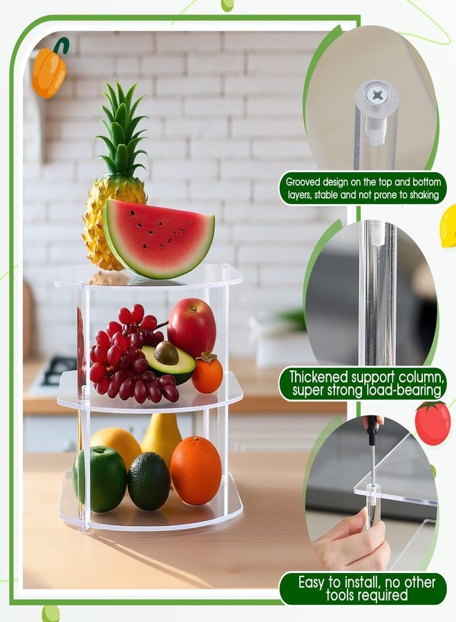 Vicenpal 3-Tier Plate Organizer for Cabinet, Clear Acrylic Corner Shelf for Dishes Bowls, Corner Rack for Kitchen Counter, Bathroom Storage, 10" D x 10" W x 8.82" H - Image 3